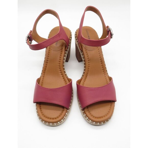 Lucky Brand Women's Rose Red Ankle Strap Block Heel Sandals Size 12 NEW - Picture 2 of 7
